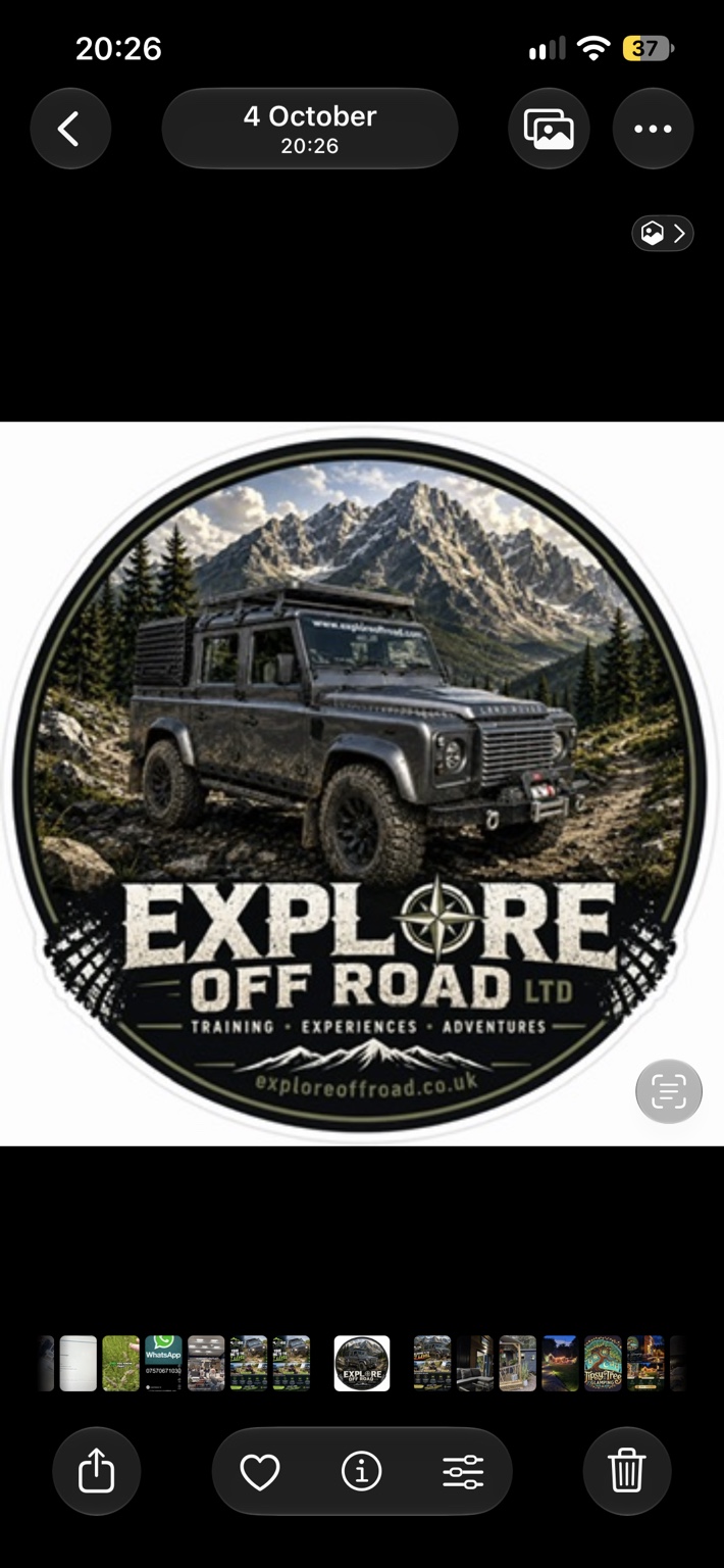 Explore Off-Road Ltd badge featuring an expedition Defender, mountains and the words Training, Experiences, Adventures.