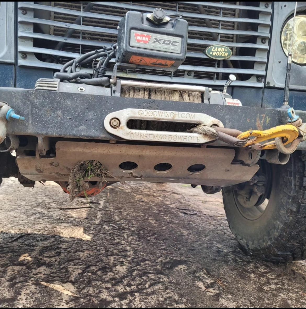 Front-mounted Defender winch and recovery equipment